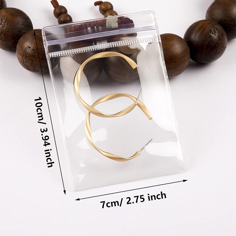 Fnuiddt 100 Pack PVC Clear Jewelry Anti Oxidation Zipper Bag Antitarnish Plastic Bags for Packaging Jewelry Rings Earrings Transparent Poly Pouch (Clear  2.75?3.93 inch) - Image 2